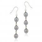 Sterling Silver Baroque Freshwater Cultured Gray Pearl Drop Earrings E10955FGPL