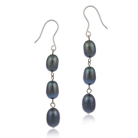 Sterling Silver Baroque Freshwater Cultured Peacock Pearl Dangle Earrings E10955FPCK