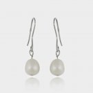 Sterling Silver Baroque Freshwater Cultured White Pearl Earrings E11238FPL