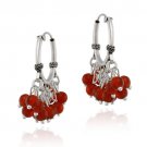 Sterling Silver Beaded Chandelier Carnelian Earrings 2414