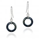 Sterling Silver Bermuda Blue Swarovski Elements Circle Dangle Earrings E12313BER
