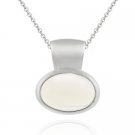 Sterling Silver Bezel set Genuine Mother of Pearl Slide-Pendant 1276