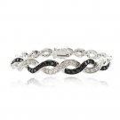 Sterling Silver Black & White CZ Bracelet 2556