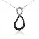 Sterling Silver Black & White Diamond Accent Infinity Necklace P12669M