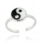 Sterling Silver Black & White Enamel Yin Yang Toe Ring TR12299M