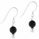 Sterling Silver Black Bead Earrings E433