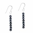Sterling Silver Black Cats Eye 6 Bead Dangle Earrings E9078BK