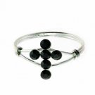 Sterling Silver Black Cubic Zirconia Cross Junior Ring Size 5 JR2934BK