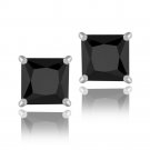 Sterling Silver Black CZ 6mm Square Stud Earrings E2823BK