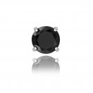 Sterling Silver Black CZ 7mm Round Men's Stud Earring E12216BK