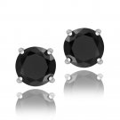 Sterling Silver Black CZ 7mm Round Stud Earrings E11539BK