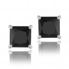 Sterling Silver Black CZ 8mm Square Stud Earrings E12203BK
