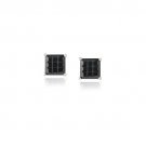 Sterling Silver Black CZ Checkerboard 5mm Stud Earrings E13035BK