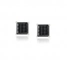 Sterling Silver Black CZ Checkerboard 6mm Stud Earrings E13036BK