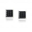 Sterling Silver Black CZ Checkerboard 7mm Stud Earrings E13037BK