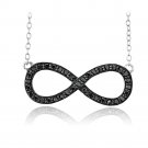 Sterling Silver Black CZ Infinity Necklace N13800BK