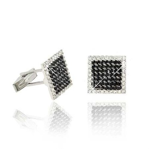 Sterling Silver Black CZ Square Men's Cufflinks CL4146BK
