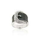 Sterling Silver Black Diamond .43ct. TDW Belt Buckle Ring R11346M4-6