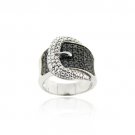 Sterling Silver Black Diamond .43ct. TDW Belt Buckle Ring R11346M4-8