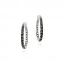 Sterling Silver Black Diamond Accent 20mm Hoop Earrings H10886M4