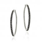 Sterling Silver Black Diamond Accent 35mm Hoop Earrings H10875M4