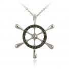 Sterling Silver Black Diamond Accent Anchor Pendant P12027M4