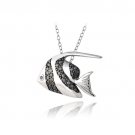 Sterling Silver Black Diamond Accent Angelfish Necklace P13213M4