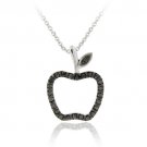 Sterling Silver Black Diamond Accent Apple Slide Pendant P11902M4
