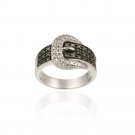 Sterling Silver Black Diamond Accent Belt Buckle Ring R11863M4-7