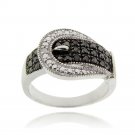 Sterling Silver Black Diamond Accent Buckle Ring R12153M4-7
