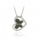 Sterling Silver Black Diamond Accent Butterfly in Heart Slide Pendant P11563M4