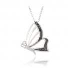 Sterling Silver Black Diamond Accent Butterfly Necklace P13208M4