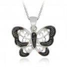 Sterling Silver Black Diamond Accent Butterfly Pendant P11126M4