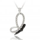 Sterling Silver Black Diamond Accent Butterfly Wing Necklace P12527M4