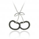 Sterling Silver Black Diamond Accent Cherries Slide Pendant P11904M4