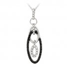 Sterling Silver Black Diamond Accent Dangling Double Oval Necklace P12700M4