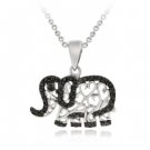 Sterling Silver Black Diamond Accent Elephant Pendant P11147M4