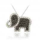 Sterling Silver Black Diamond Accent Elephant Pendant P11870M4