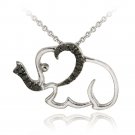 Sterling Silver Black Diamond Accent Elephant Pendant P11991M4
