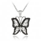 Sterling Silver Black Diamond Accent Filigree Butterfly Pendant P11148M4