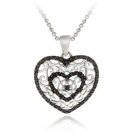 Sterling Silver Black Diamond Accent Filigree Heart Pendant P11144M4