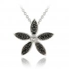 Sterling Silver Black Diamond Accent Flower Pendant P12089M4