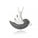 Sterling Silver Black Diamond Accent Flying Bird Necklace P13289M4