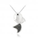 Sterling Silver Black Diamond Accent Goldfish Necklace P13227M4