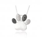 Sterling Silver Black Diamond Accent Heart Paw Print Necklace P13214M4