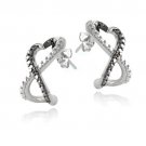 Sterling Silver Black Diamond Accent Infinity Heart Half Hoop Earrings E13300M4