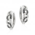 Sterling Silver Black Diamond Accent Infinity Huggie Earrings E11162M4