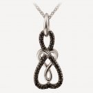 Sterling Silver Black Diamond Accent Intertwining Infinity Hearts Necklace P12694M4