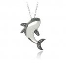 Sterling Silver Black Diamond Accent Jumping Killer Whale Necklace P13212M4