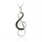 Sterling Silver Black Diamond Accent Musical Note Pendant P11739M4